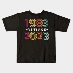 1983 Vintage 2023, 40th Birthday Anniversary, Colorful Retro Kids T-Shirt